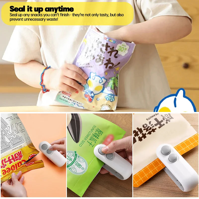 Mini Bag Sealer 2 in 1 Rechargeable Bag Sealer Heat Seal With Cutter