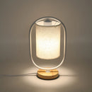 Luminária de Mesa Oriental em Madeira com Abajur de Tecido